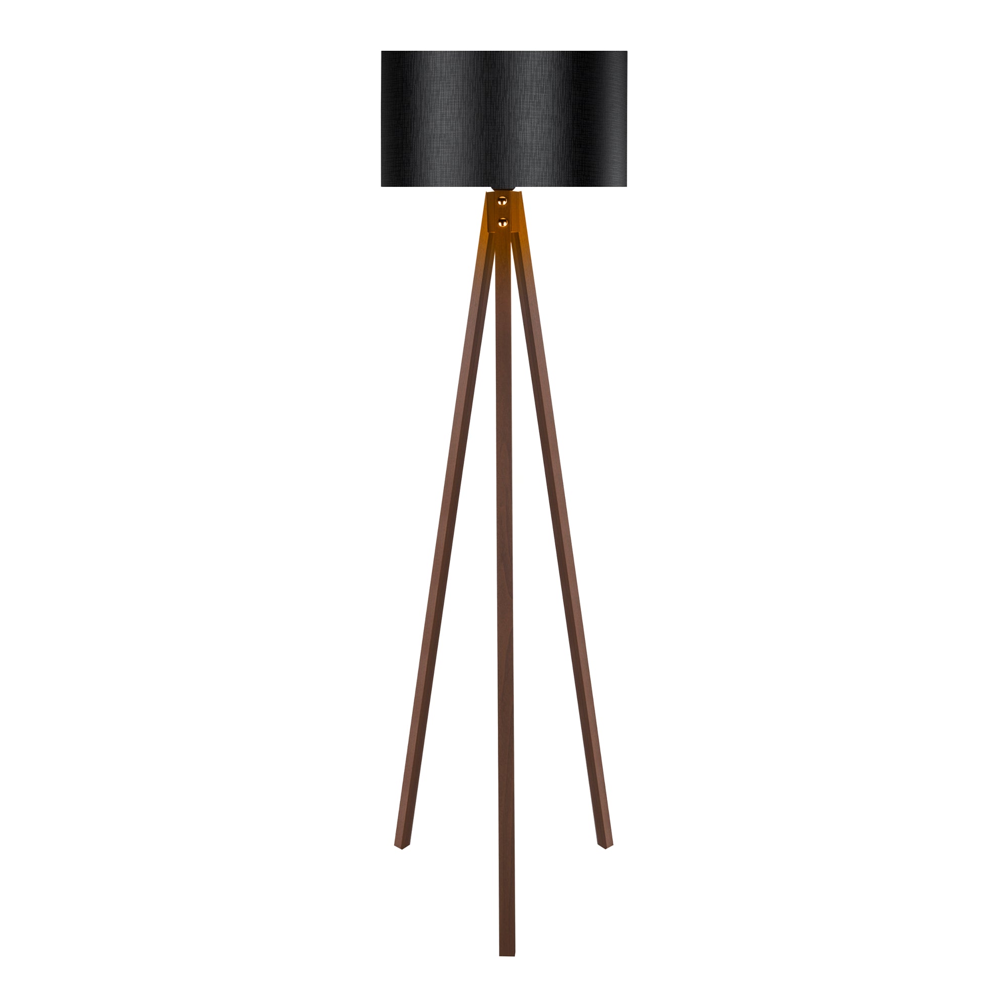 Lampada da Terra 'Rochester' a Treppiedi con Paralume in Tessuto/PVC - color Noce/Nero [lux.pro]