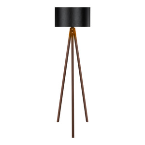 Lampada da Terra 'Rochester' a Treppiedi con Paralume in Tessuto/PVC - color Noce/Nero [lux.pro]