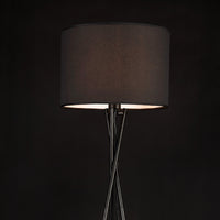 Lampada da Terra in Stile Treppiede - Altezza 154 cm - Piantana Tripode con Paralume Cilindrico Ø 38 in Tessuto  - Nero