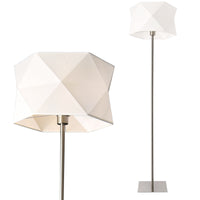 Lampada da Terra Alta 152 cm con Piantana Dritta con Paralume Bianco Cilindrico con Taglio Poligonale Lampada a Stelo in