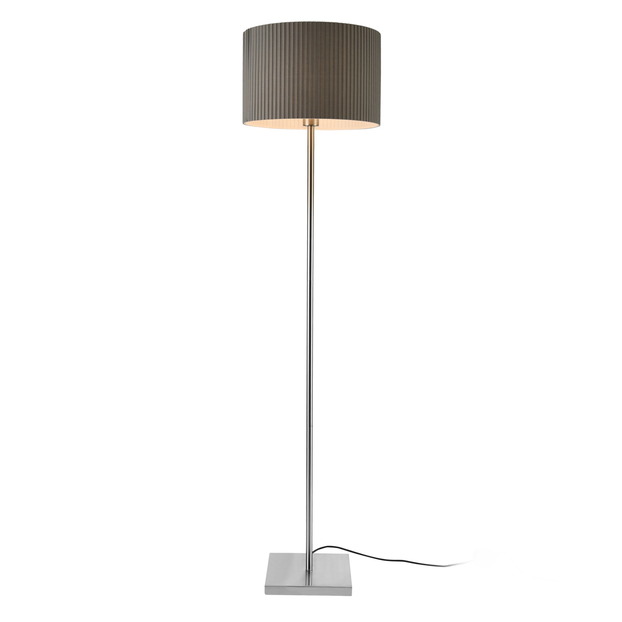 [lux.pro] Lampada da Terra Coimbra Altezza 151 cm Paralume 38 x 23,5 cm E27 60W Metallo Tessuto Grigio