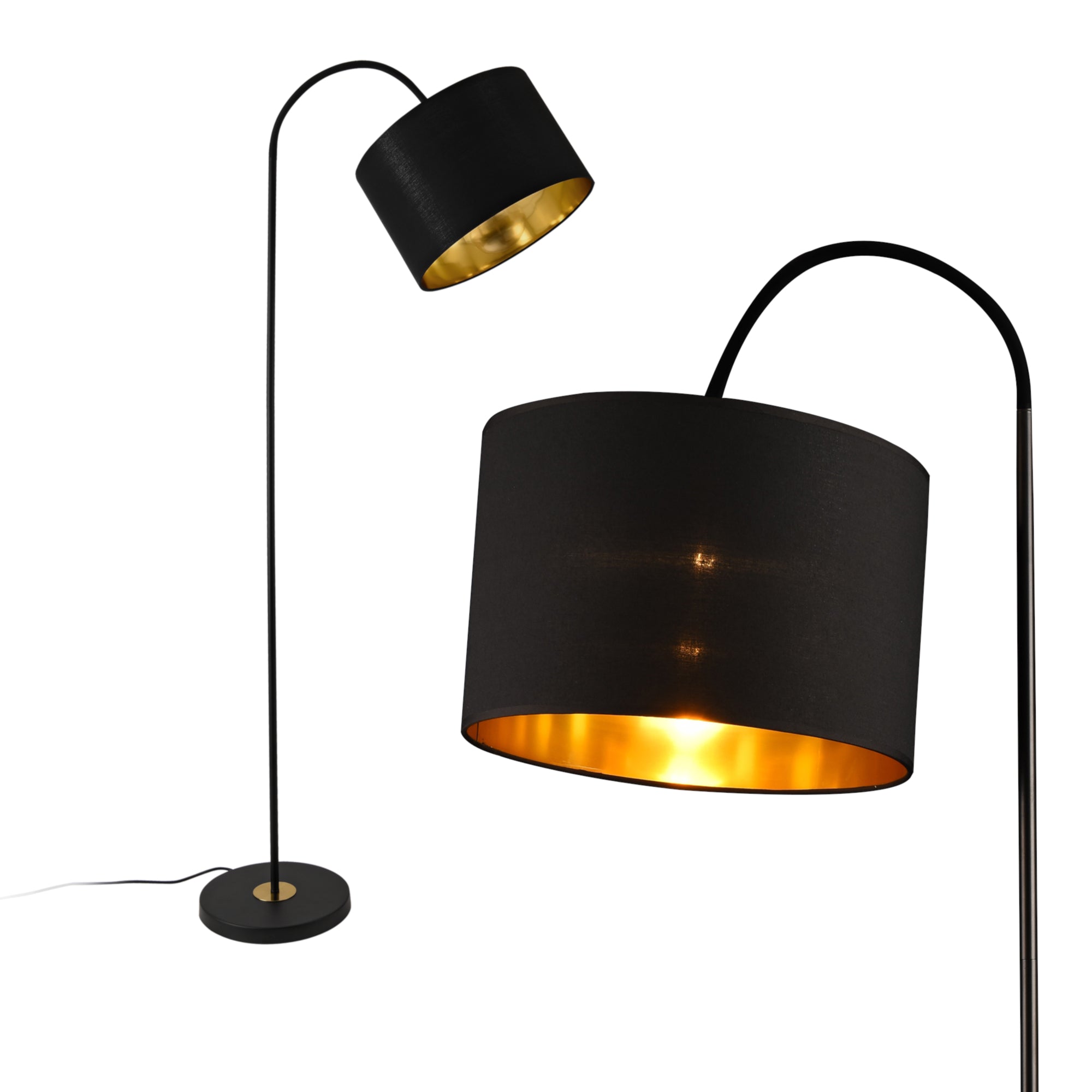 [lux.pro] Lampada da Terra Toledo Altezza 173 cm Paralume 35 x 23,5 cm E27 60W Metallo Tessuto Nero