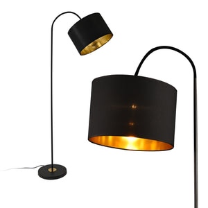 [lux.pro] Lampada da Terra Toledo Altezza 173 cm Paralume 35 x 23,5 cm E27 60W Metallo Tessuto Nero