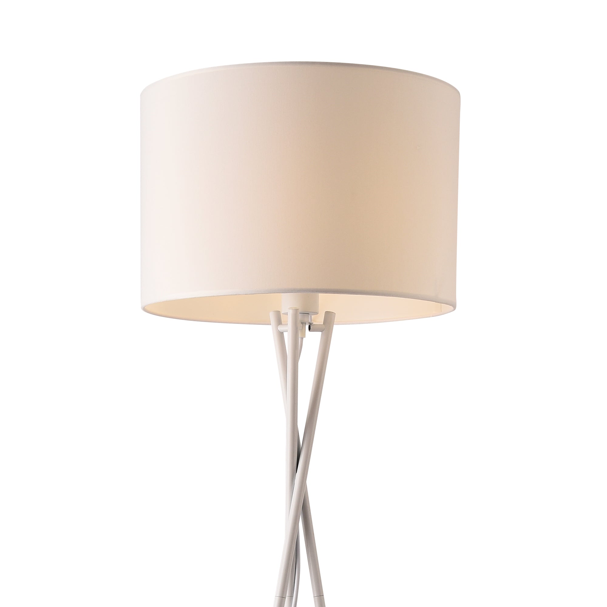 Lampada da Terra in Stile Treppiede - Altezza 154 cm - Piantana Tripode con Paralume Cilindrico Ø 38 in Tessuto  -