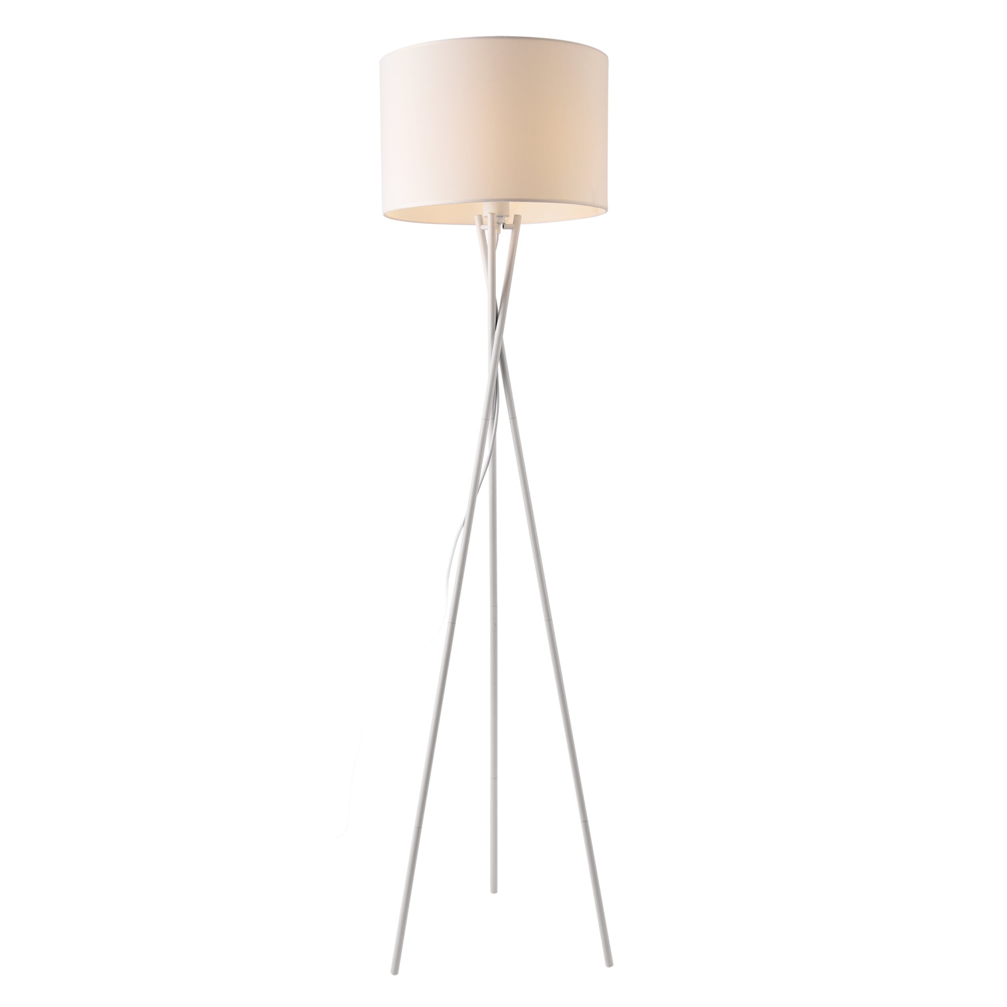 Lampada da Terra in Stile Treppiede - Altezza 154 cm - Piantana Tripode con Paralume Cilindrico Ø 38 in Tessuto  -