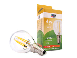 Stock 4 Lampade Filo Led Con Filamento E14 G45 4W 360 Gradi Bianco Caldo 2700K Bulbo Globo Piccolo Sfera