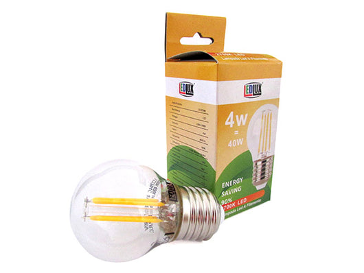 Stock 4 Lampade Filo Led a Filamento Zaffiro Sintetico E27 G45 4W 360 Gradi Bianco Caldo 2700K Bulbo Piccolo Sfera