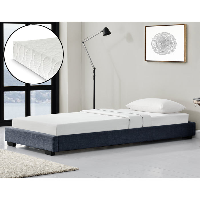 Corium Struttura Letto Imbottito con Materasso a Schiuma Fredda 90 x 200 cm Letto Singolo con Rivestimento in Tessuto