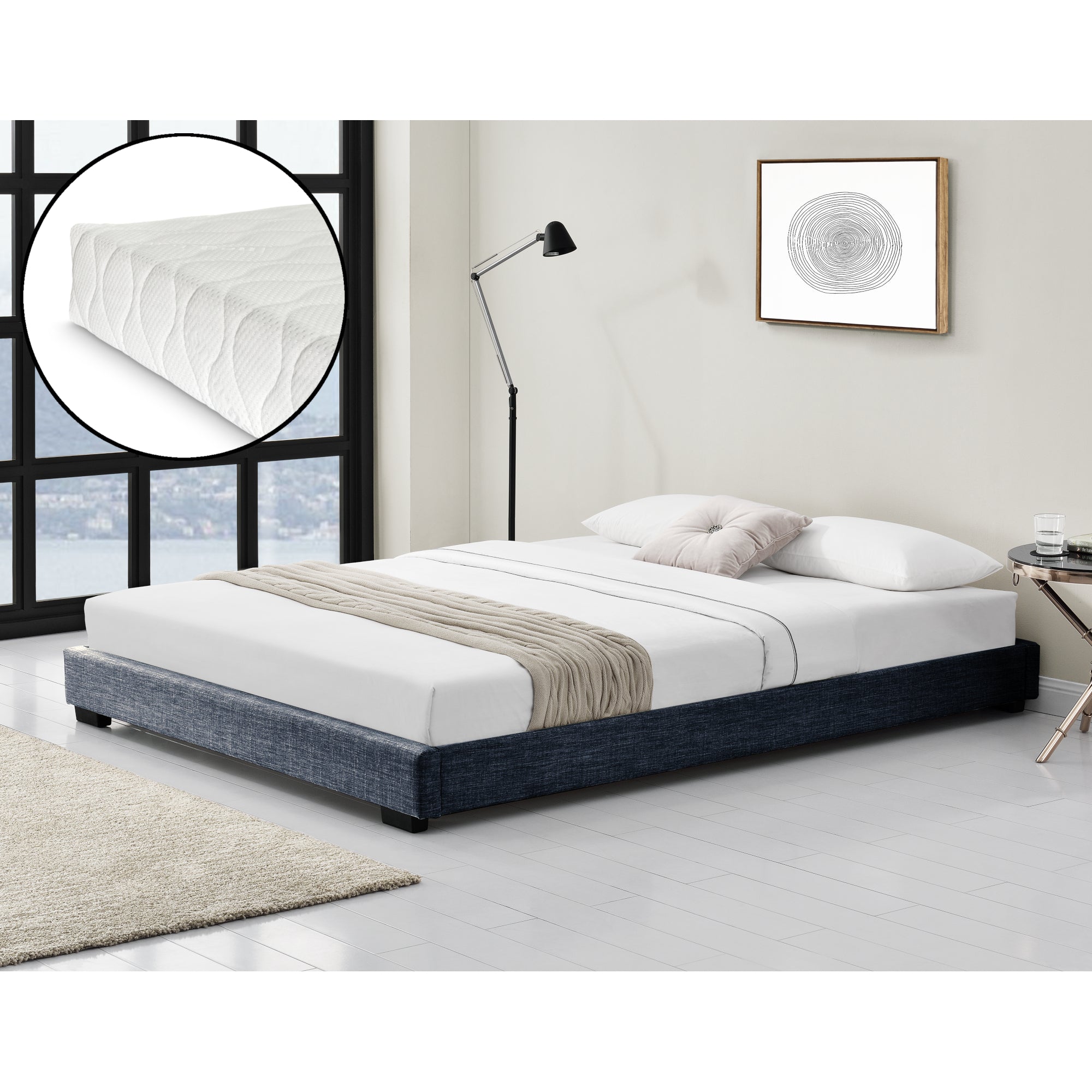 Corium Struttura Letto Imbottito con Materasso a Schiuma Fredda 180 x 200 cm Letto Matrimoniale con Rivestimento in