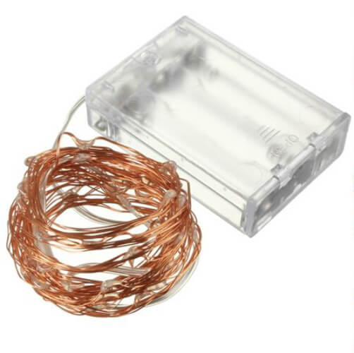 Stringa Led Rosso Filo Rame Copper Wire String 10 Metri 100 Led IP67 Cielo Stellato Per Decorazione Festa Nozze Addobbi Natalizi Alimentata a Pile