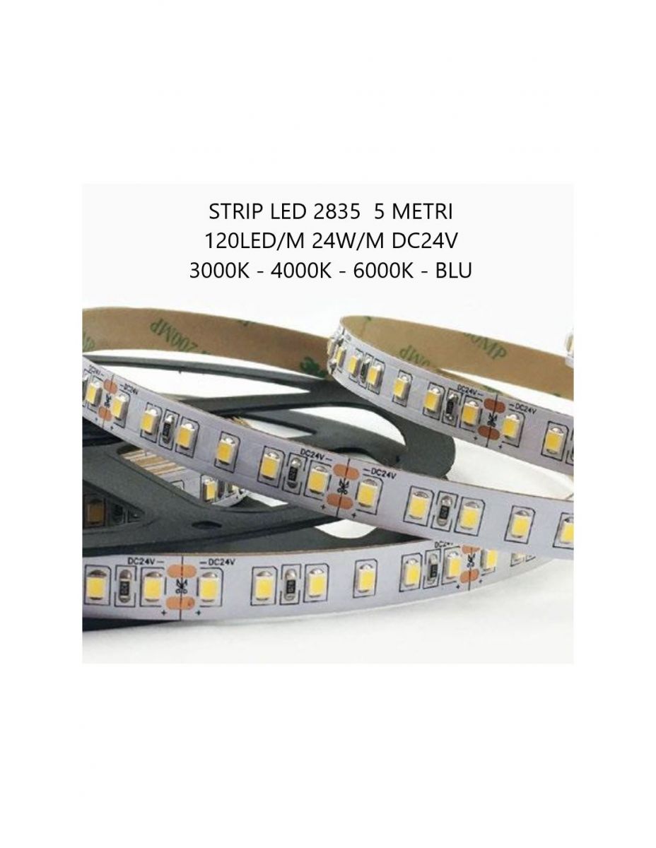 Striscia Strip LED 18w/m 120 Led/m 2072Lm/m Bobbimna 5 Metri DC24V IP20