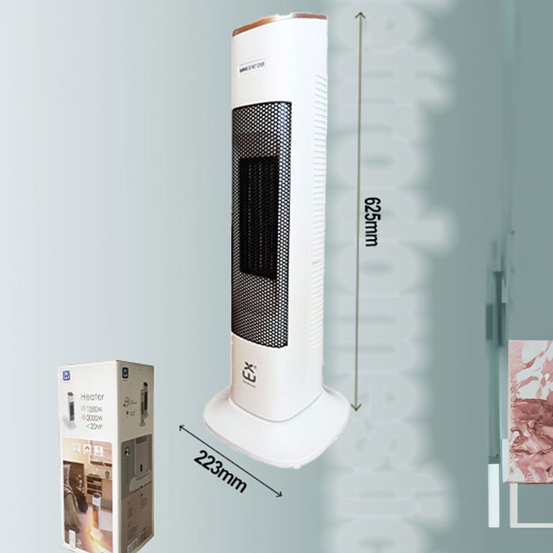 Stufa Elettrtica A Torre da 1350W-2000W a Basso Consumo con Smart Timer e Telecomando L22.3cm x H62.5cm Colore Bianco