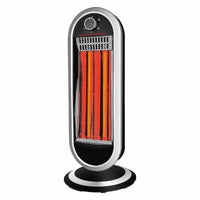 Stufa al Carbonio Oscillante 900W con Potenza Regolabile 2 Livelli con Griglia di Protezione in Metallo Oscillazione Automatico Nero Argento