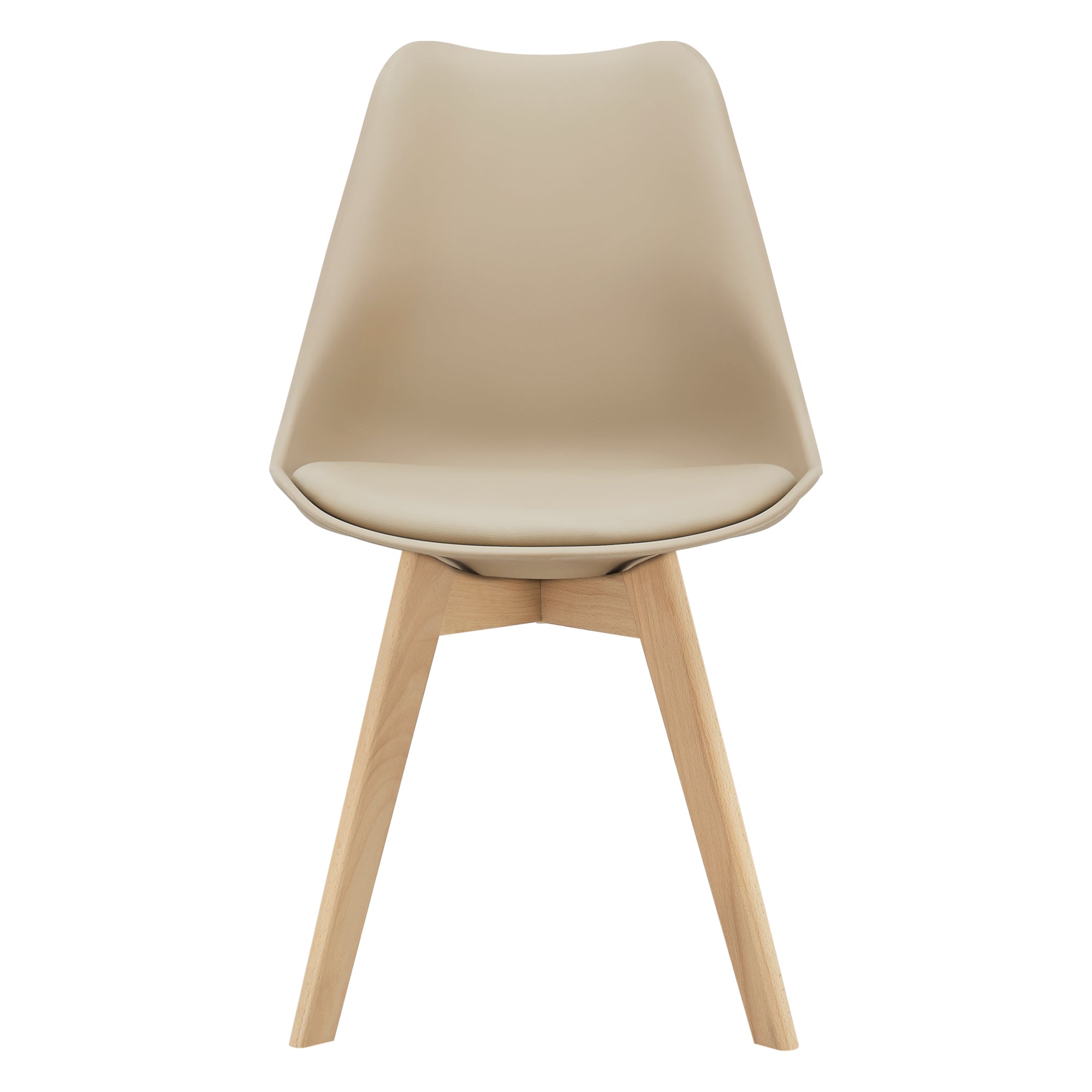 [en.casa] Set di 2 Sedie Sala da Pranzo con Gambe di Legno Massello di Faggio Seduta Imbottita - Beige