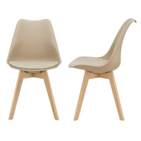 [en.casa] Set di 2 Sedie Sala da Pranzo con Gambe di Legno Massello di Faggio Seduta Imbottita - Beige