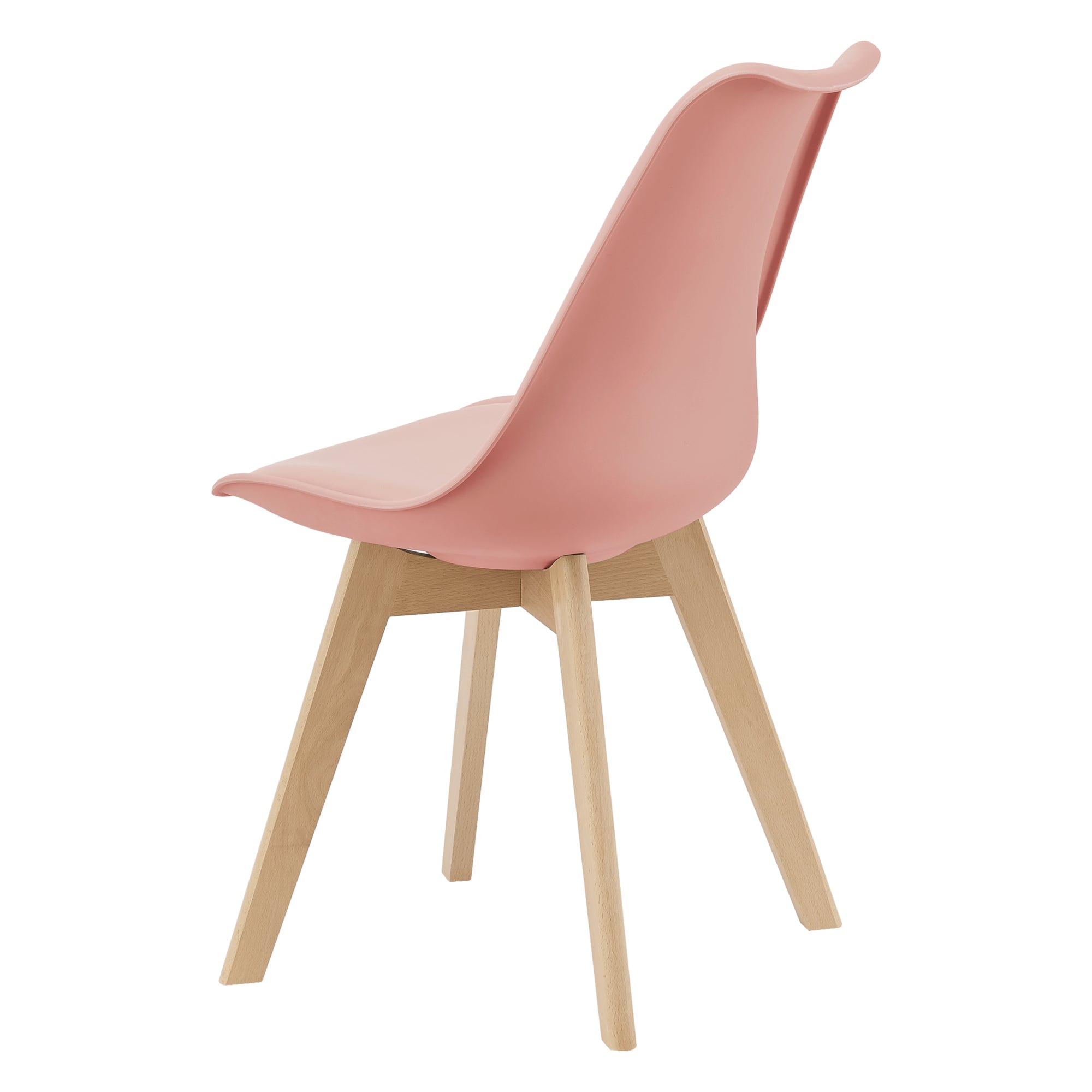 Set di 4 Sedie da Sala Pranzo con Gambe in Legno Massello di Faggio Seduta Imbottita e Rivestita in Similpelle - Rosa