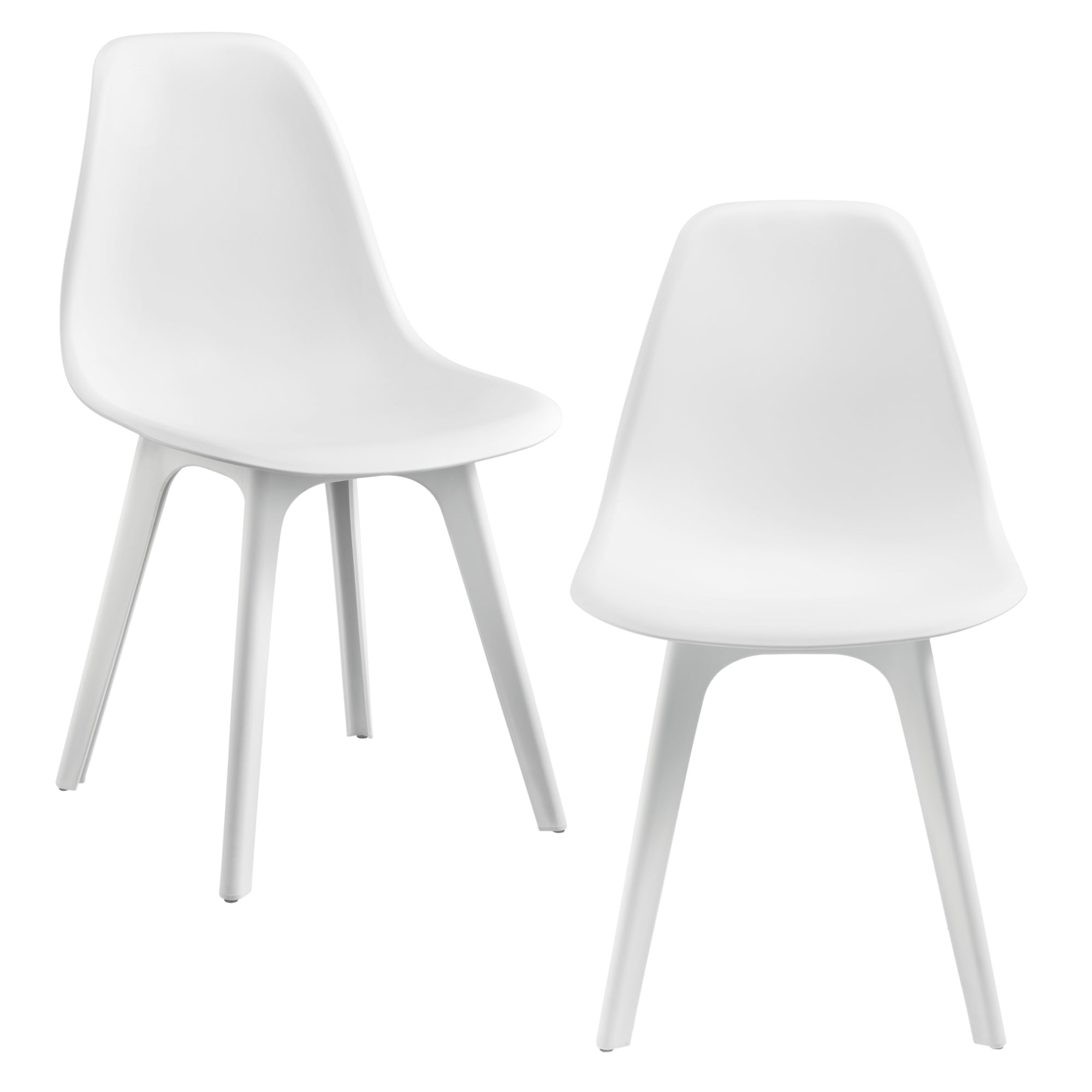 [en.casa] Sedie per Sala da Pranzo Design 83 x 54 x 48 cm Set di 2 Pezzi Plastica Bianco