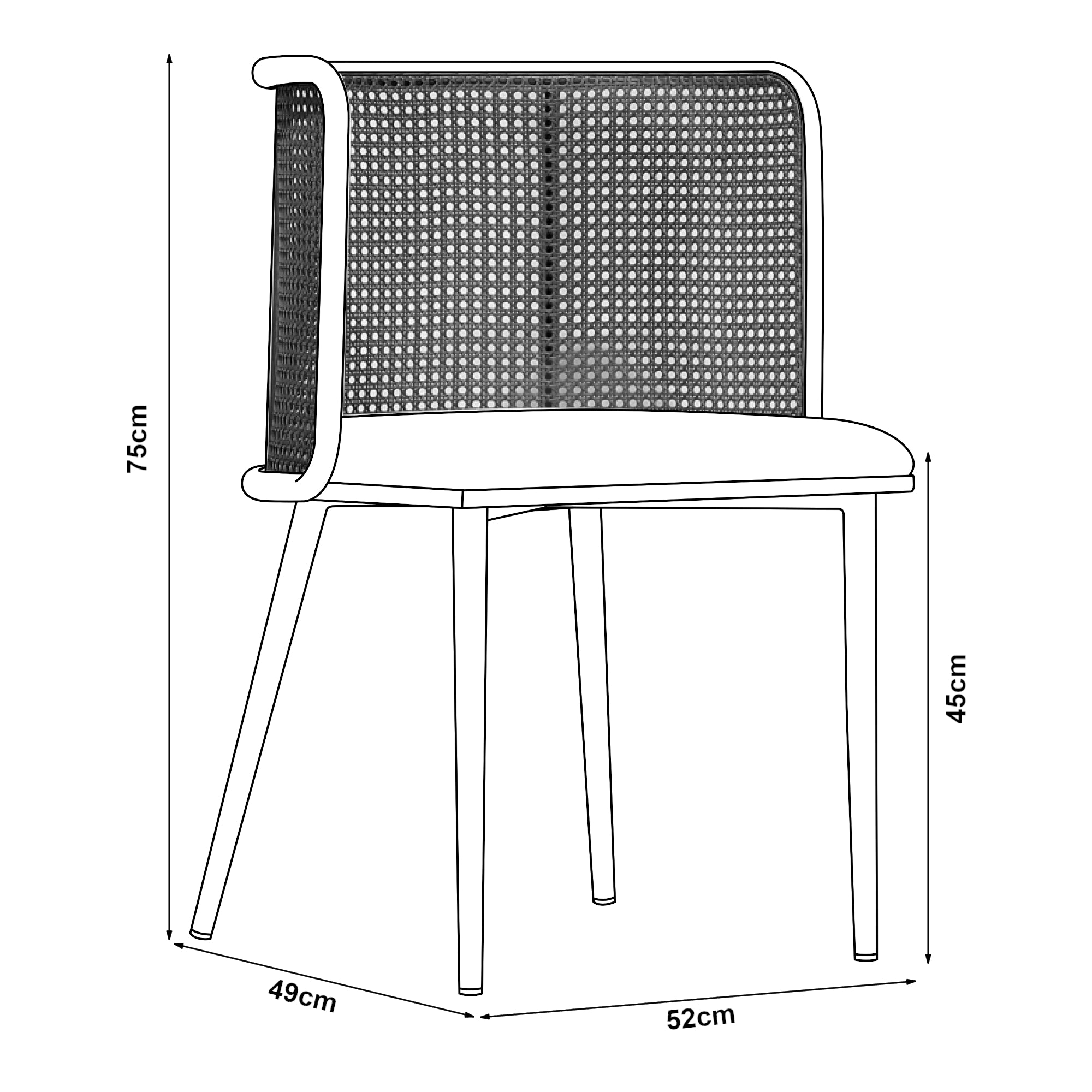 Set di 2 Sedie 'Flen' Sedute in Similpelle Schienale in Rattan - Marrone / Effetto Legno [en.casa]