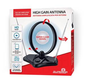 Superior Antenna TV Amplificata per Interni DVB-2 FM DAB TNT HD