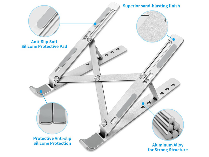 Supporto Notebook In Alluminio Regolabile Supporto Laptop Scrivania Pieghevole Design Ergonomico Stabile