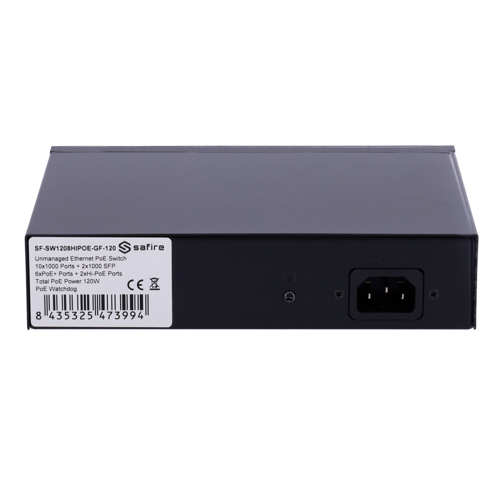 Switch Hi-PoE 8 porte PoE + 2 SFP + 2 RJ45 GigaBit 10/100/1000Mbps