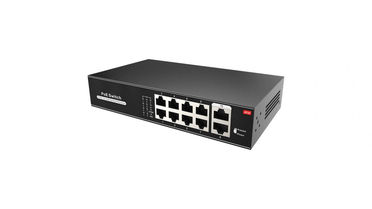 Switch PoE 8 porte PoE + 2 Uplink Lan RJ45 10/100