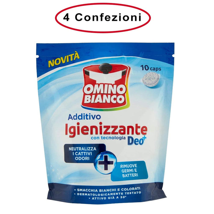 Omino bianco idrocaps additivo igienizzante ipoallergenico 4 confezioni da 10 capsule