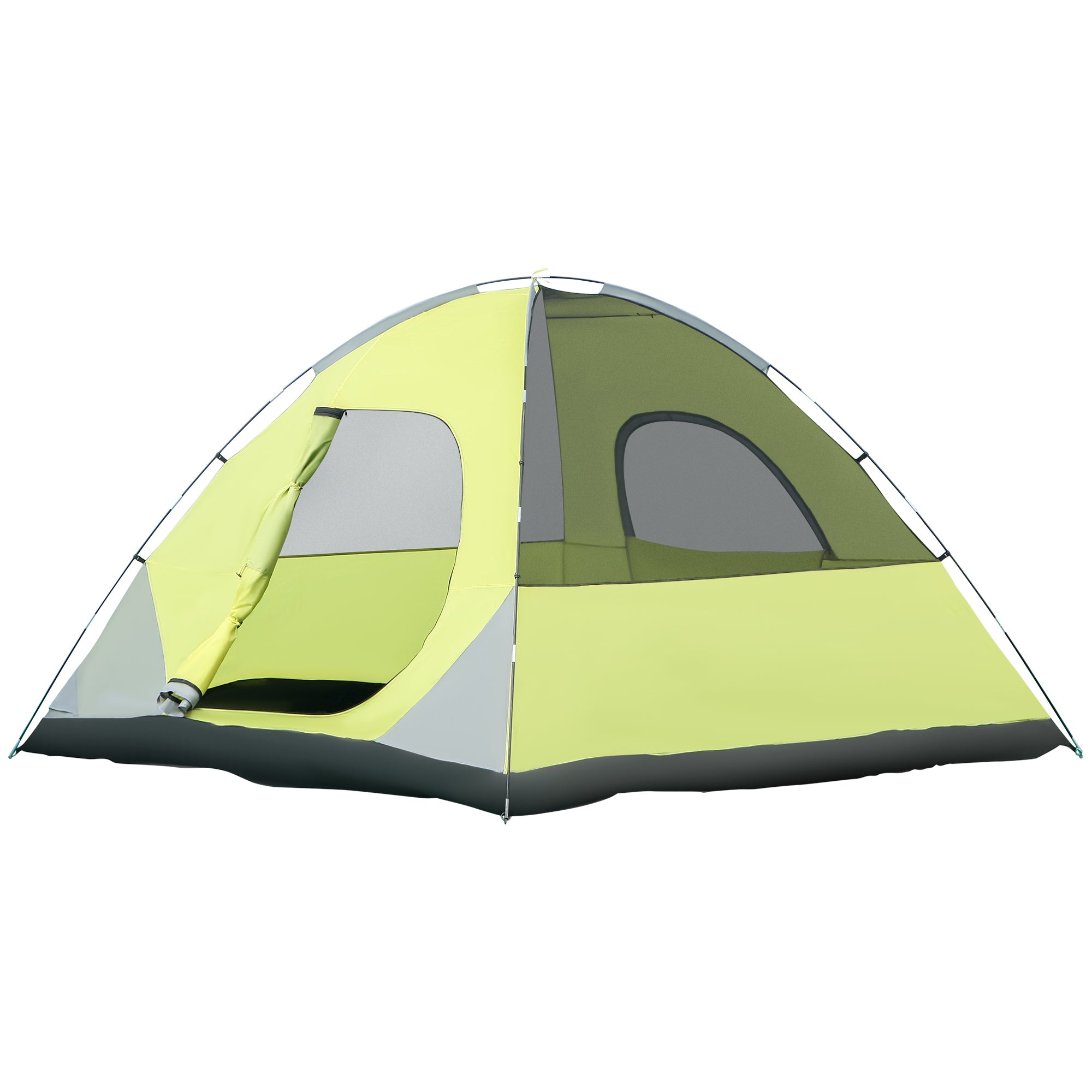 Tenda da Campeggio 3-4 Persone a Cupola 300x300x180cm Impermeabile e Anti UV Giallo e Grigio