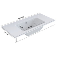 Lavabo ad incasso mineral marmo colore bianco opaco mobile composizione bagno *** misure 91x46 cm, confezione 1