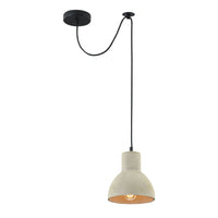 Lampadario Industrial Broni Metallo Nero 1 Luce Diffusore Calcestruzzo Grigio