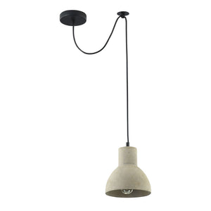 Lampadario Industrial Broni Metallo Nero 1 Luce Diffusore Calcestruzzo Grigio