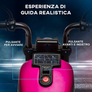 Moto Elettrica per Bambini 6V con Rotelle Rosa e Nero