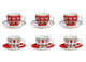 Servizio Tazzine Caff&egrave; Set 6 Pezzi Tazza Espresso Con Piattino E Manico Lovely Heart