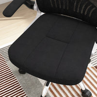 Sedia Poltrona Direzionale da Ufficio 66x69x116-126 cm Braccioli Ribaltabili in Tessuto a Rete Nero