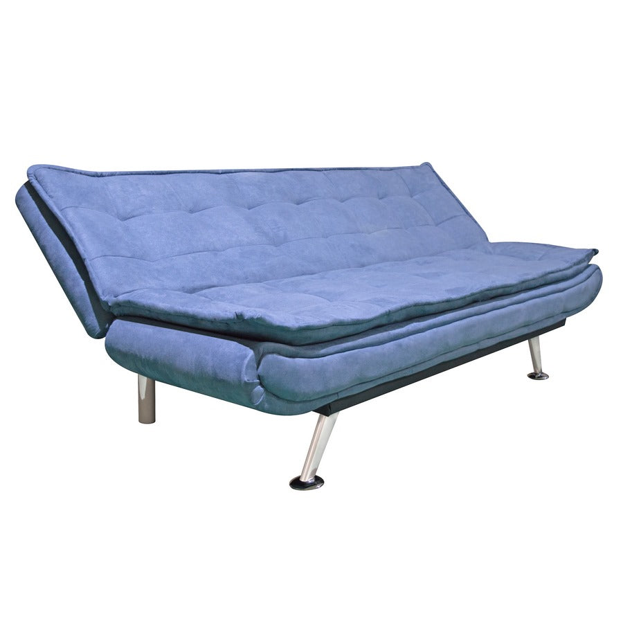 Divano letto 3 posti rivestimento in micorfirbra blu