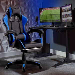 Sedia da Gaming Ergonomica in Similpelle Blu/Nera