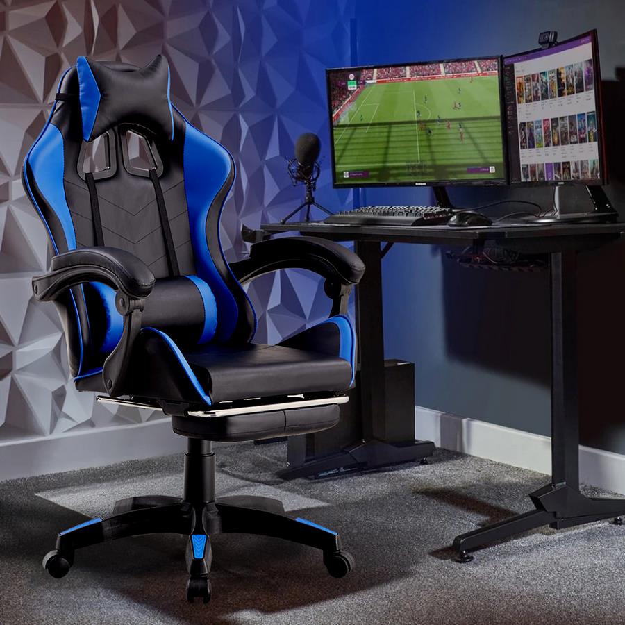 Sedia da Gaming Ergonomica in Similpelle Blu/Nera