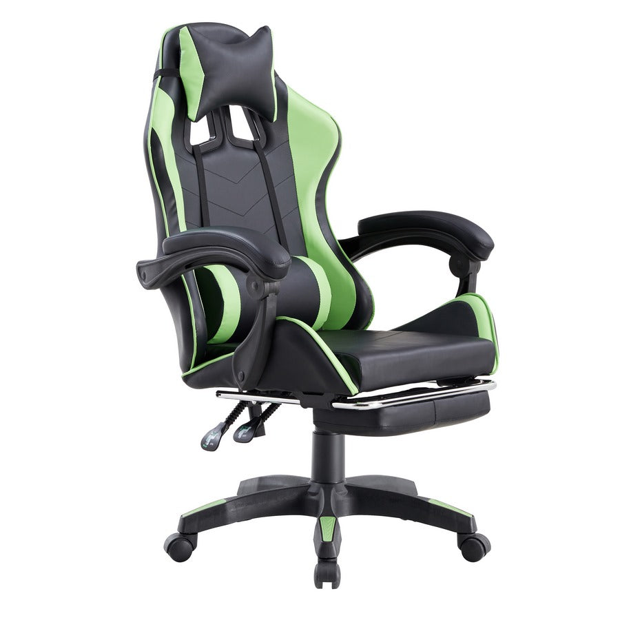 Sedia da Gaming Ergonomica in Similpelle Verde/Nera