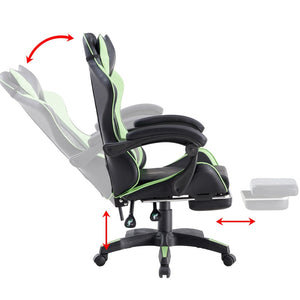 Sedia da Gaming Ergonomica in Similpelle Verde/Nera