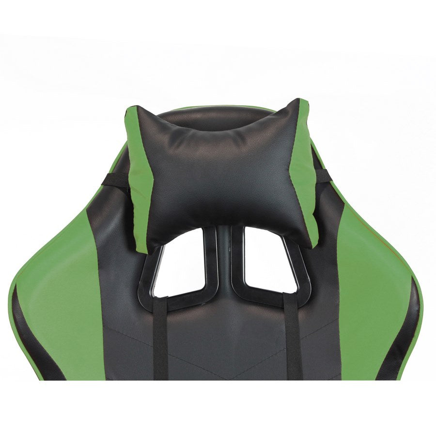 Sedia da Gaming Ergonomica in Similpelle Verde/Nera