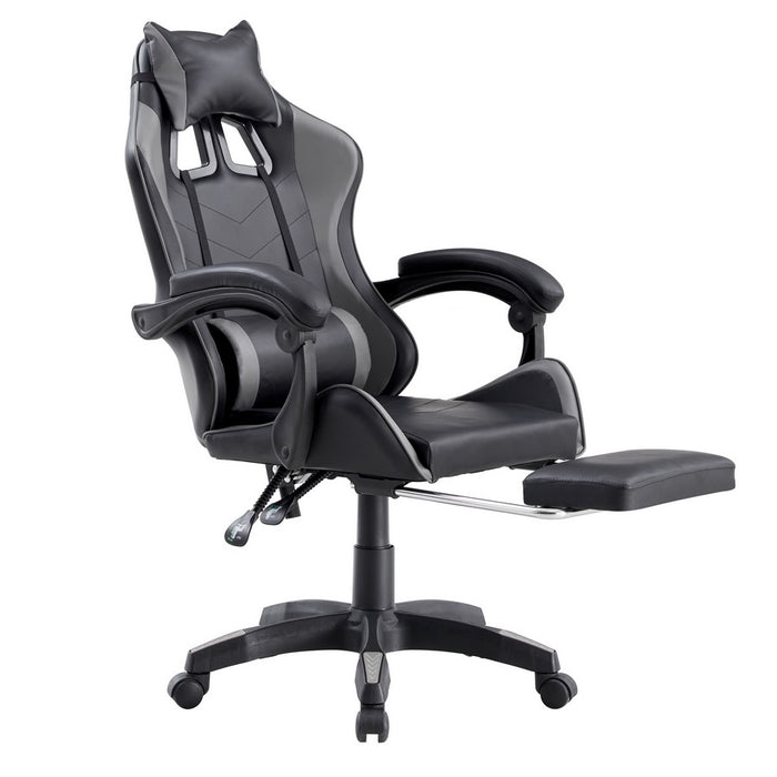 Sedia gaming ufficio poltrona racing ergonomica girevole grigia e nera