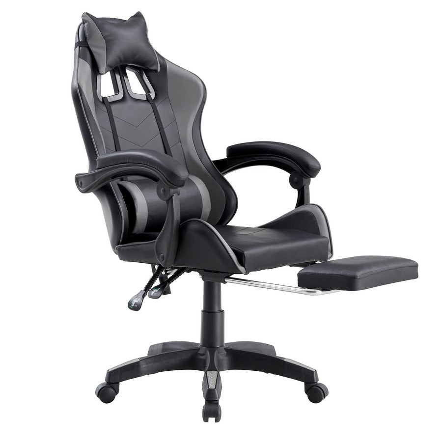 Sedia da Gaming Ergonomica in Similpelle Grigio/Nera