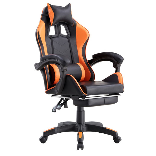 Sedia gamer reclinabile con poggiapiedi arancione