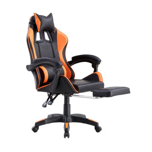 Sedia gamer reclinabile con poggiapiedi arancione