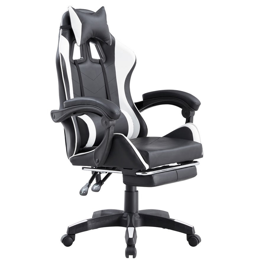 Sedia da Gaming Ergonomica in Similpelle Bianco/Nera