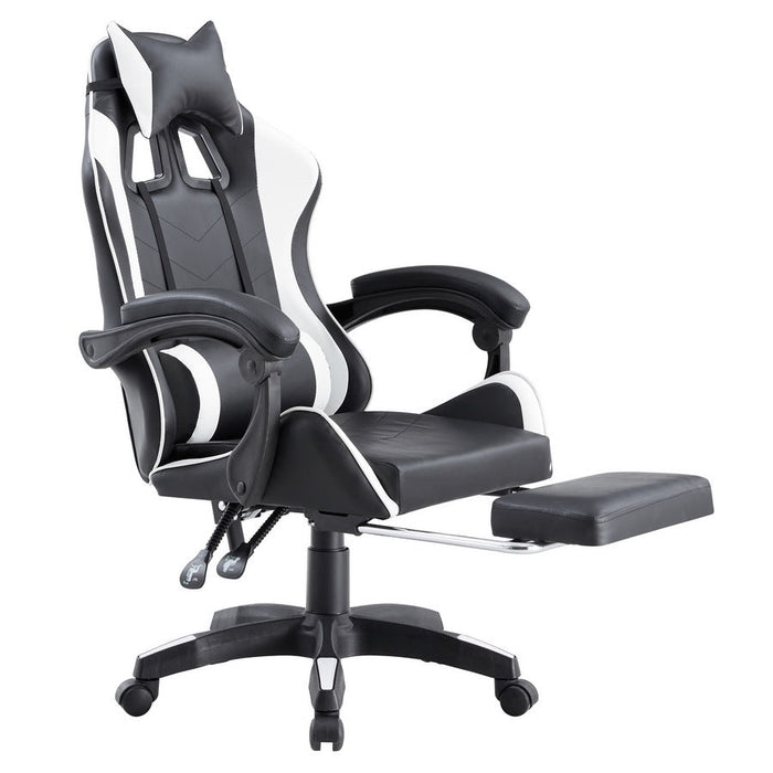 Sedia da Gaming Ergonomica in Similpelle Bianco/Nera