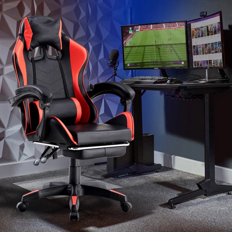 Sedia da Gaming Ergonomica in Similpelle Rosso/Nera