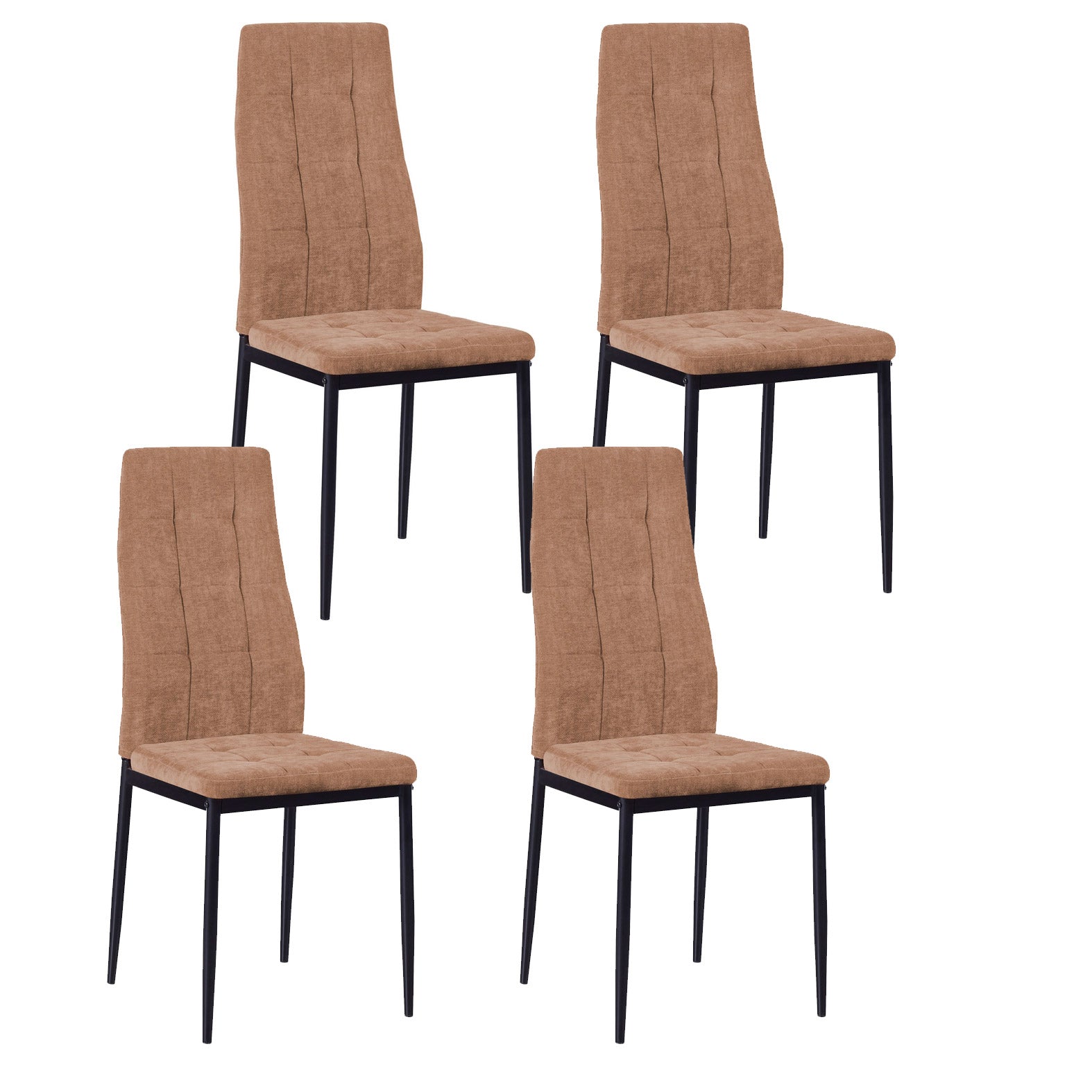 Set 4 Sedie 50x44x96 cm in Tessuto Milano Nocciola