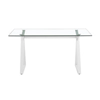 Tavolo 150x90x75 cm Top in Vetro Temperato Smart Bianco