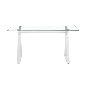 Tavolo 150x90x75 cm Top in Vetro Temperato Smart Bianco